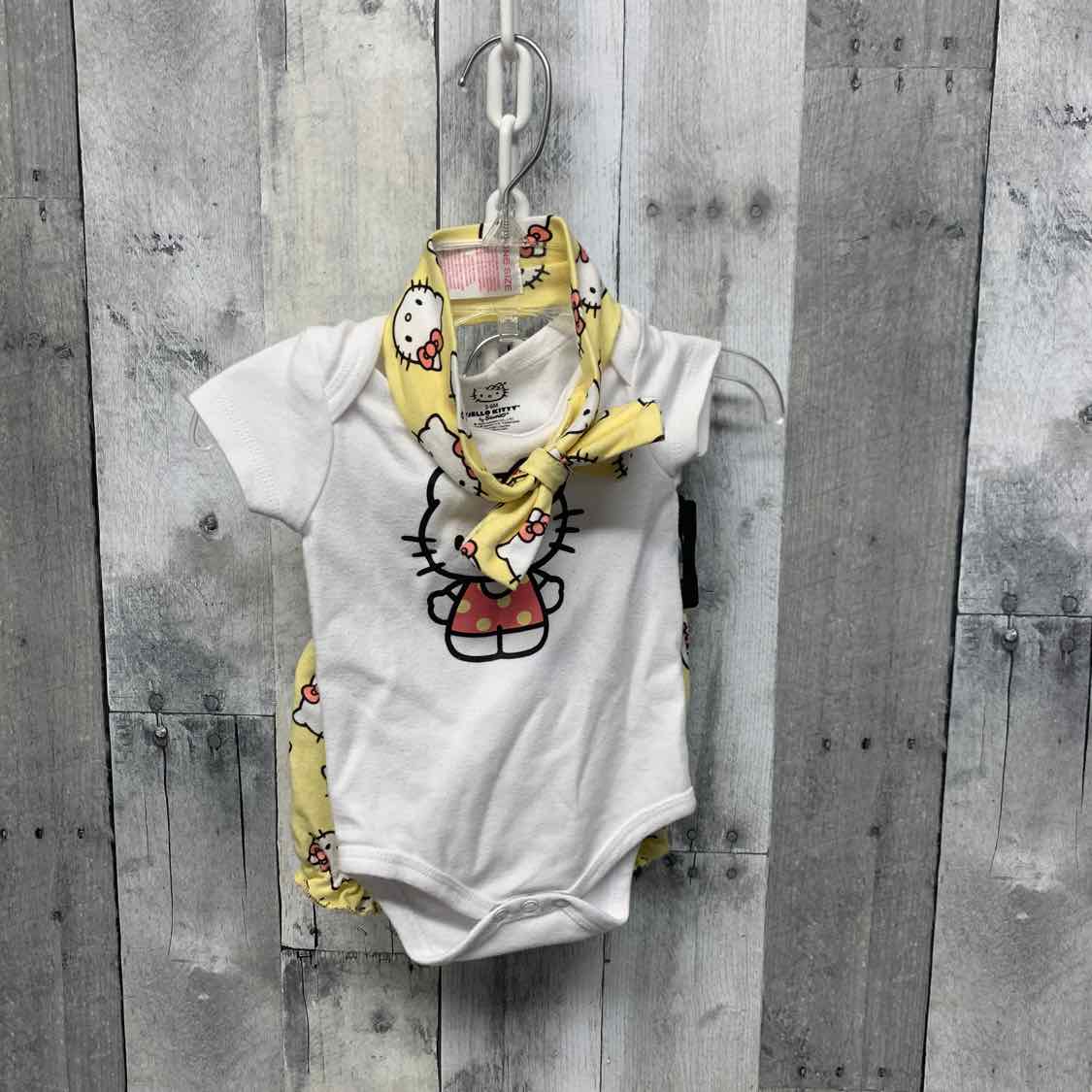 Size 3-6 Months Yellow/Pink Hello Kitty Shirt/Shorts