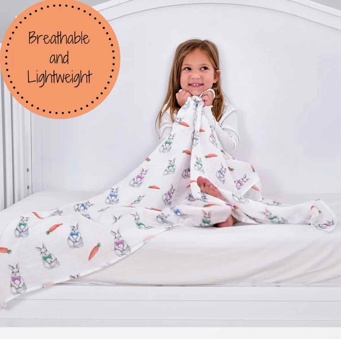 LollyBanks Hip Hip Bunny Easter Receiving Blanket
