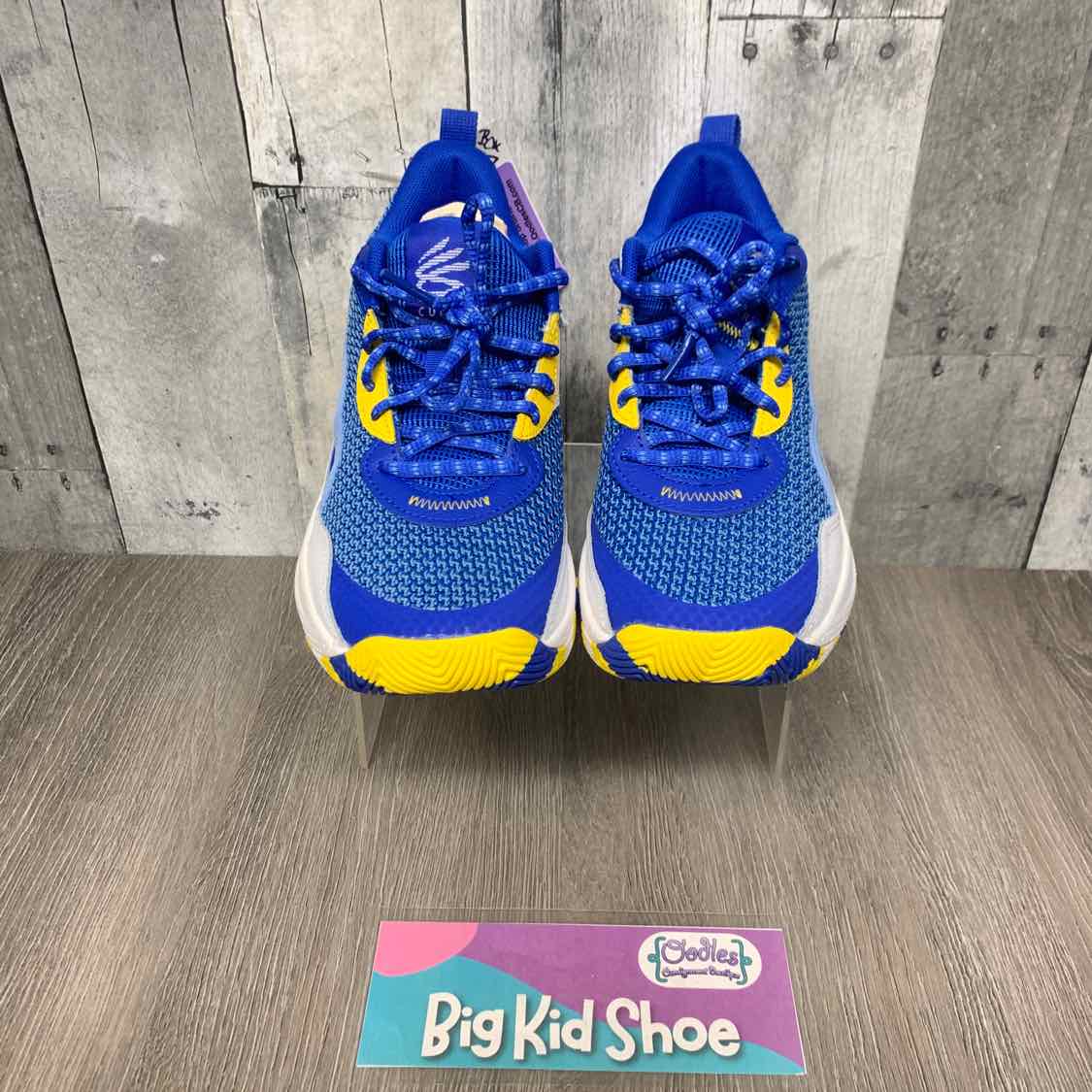 Size 4 Blue/Yellow Sport Brand Sneakers
