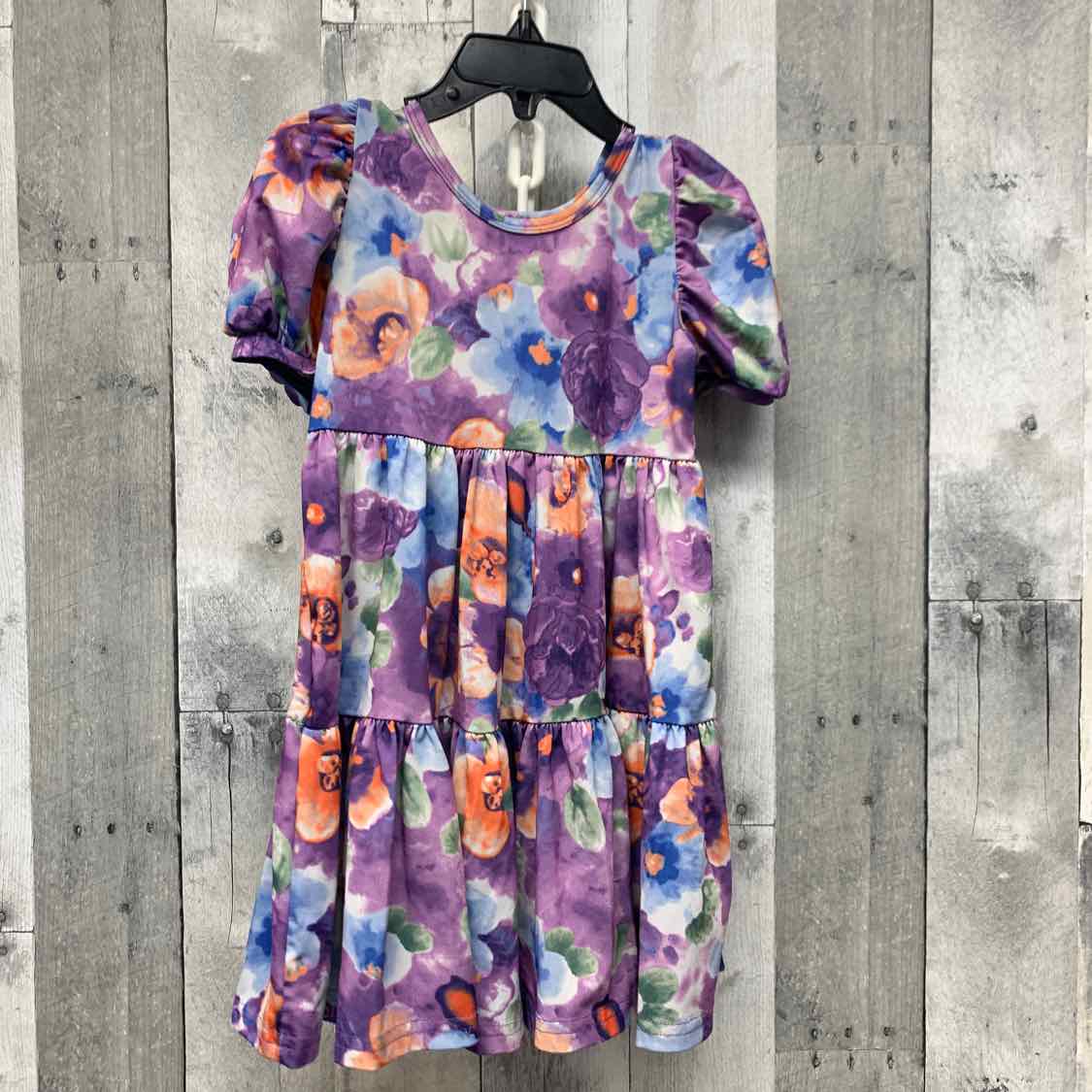 Size 3/4 Purple Floral Print Dot Dot Smile Dress - OodlesCB