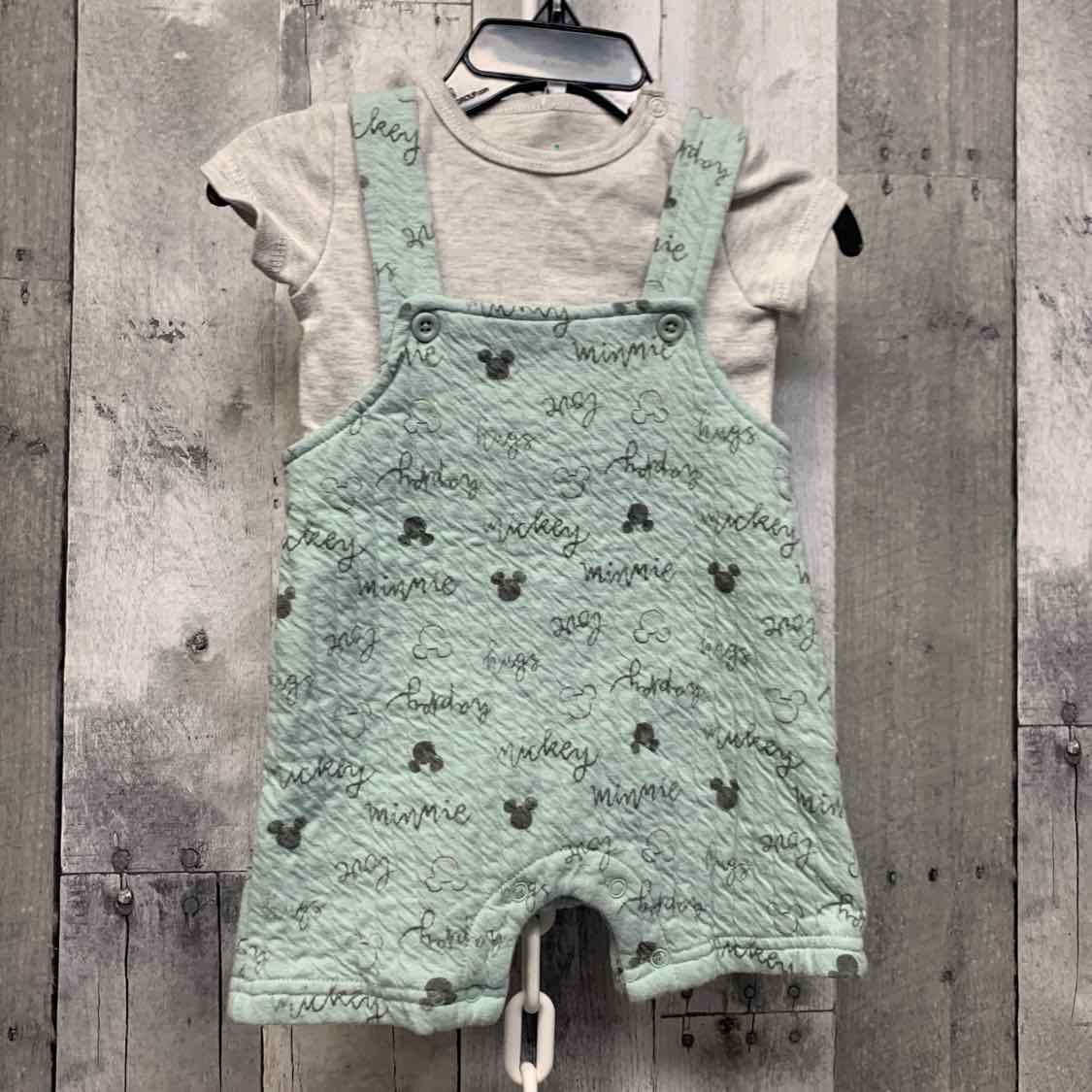 Size 0-3 Months Gray/Green Disney 2pc Top