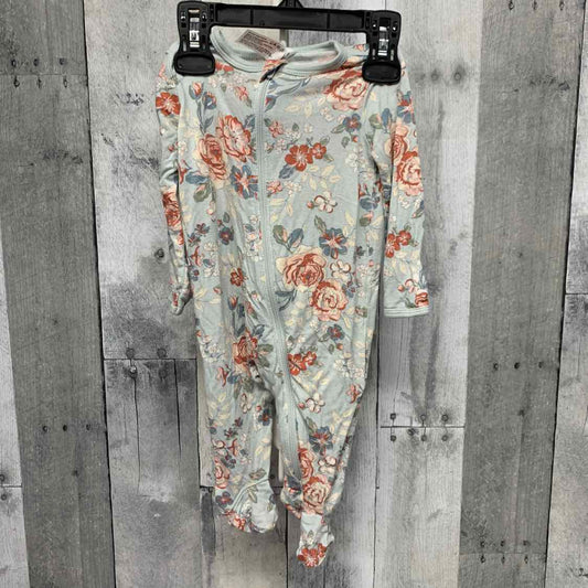 Size 0-3 Months Blue Floral Print Modern Moments by Gerber Footy PJs