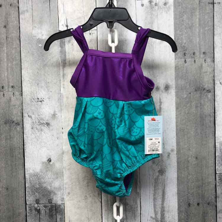 Size 12 Months Purple/Teal Cat & Jack Swim Suit - 1pc