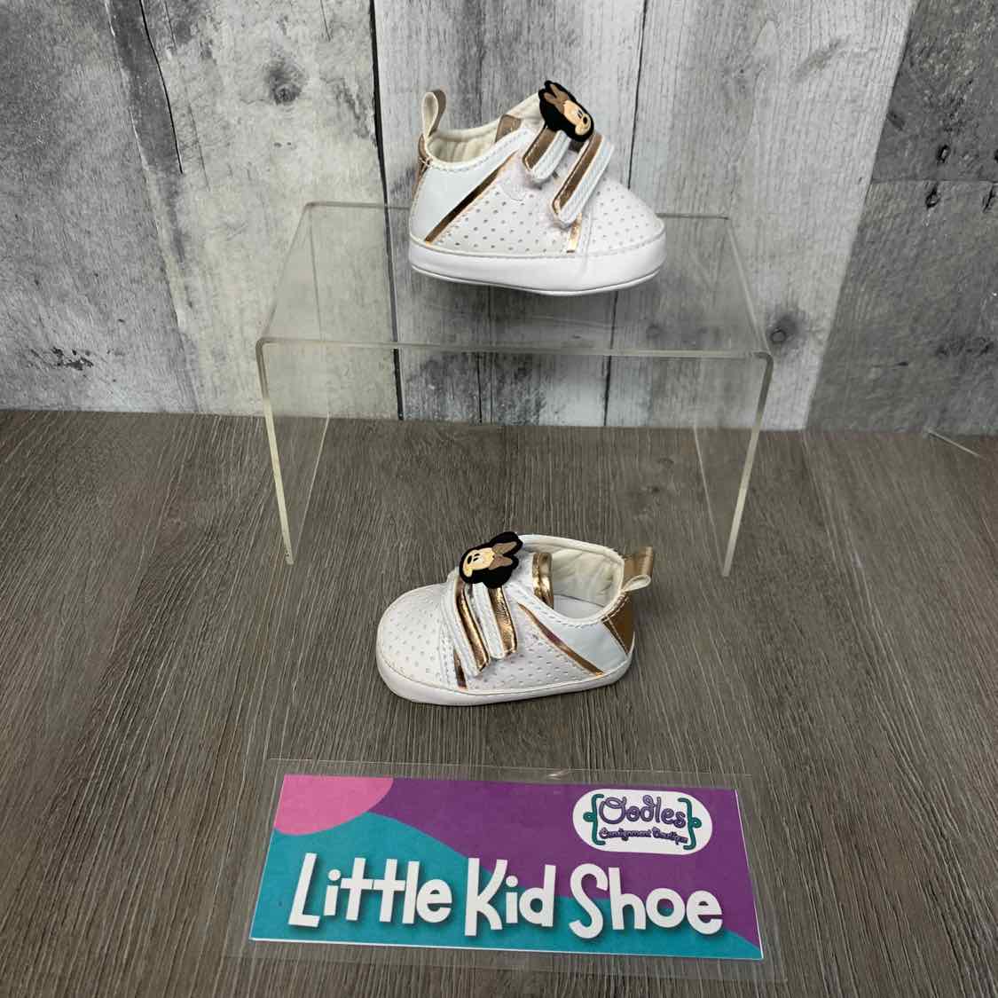 Size 0-3 Months White/Gold Disney Soft Sole Shoes