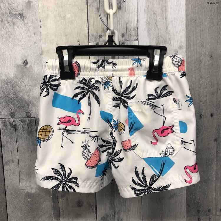 Size 3T White Print Mid Brand Swim Trunks