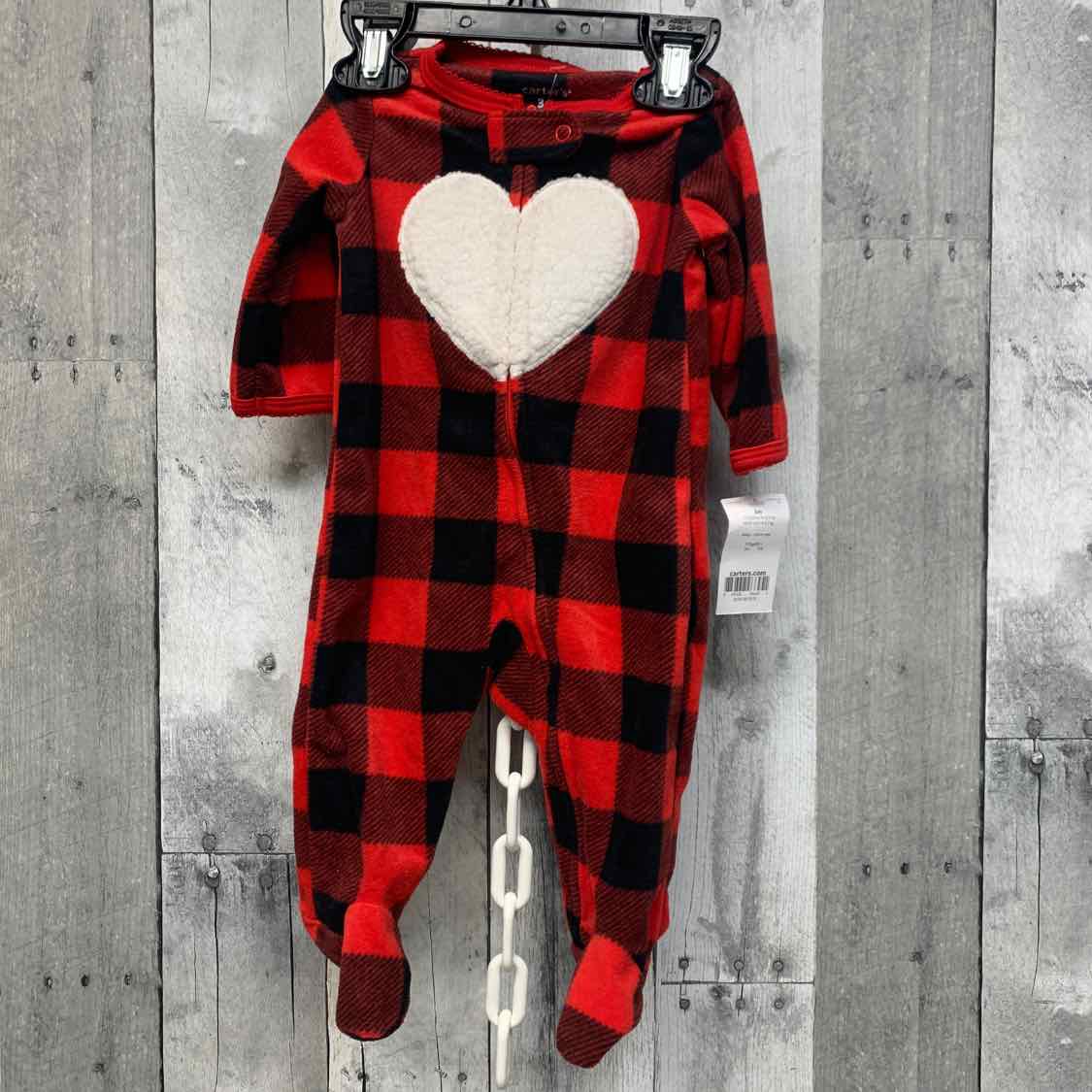 Size 3 Months Red/Black Carter's Footy PJs