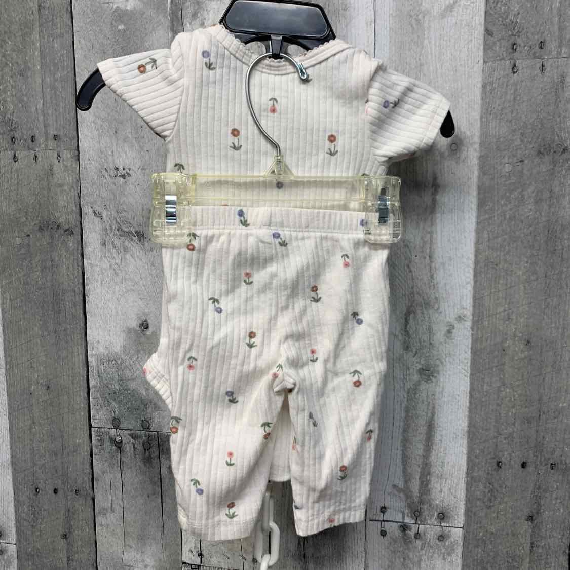Size 3 Months White Floral Print Carter's Shirt/Leggings
