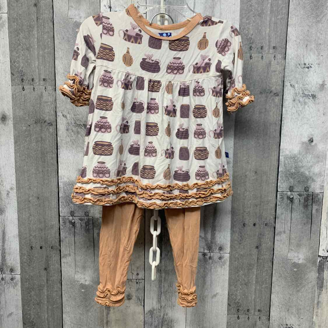 Size 2T White/Tan Bamboo Shirt/Leggings