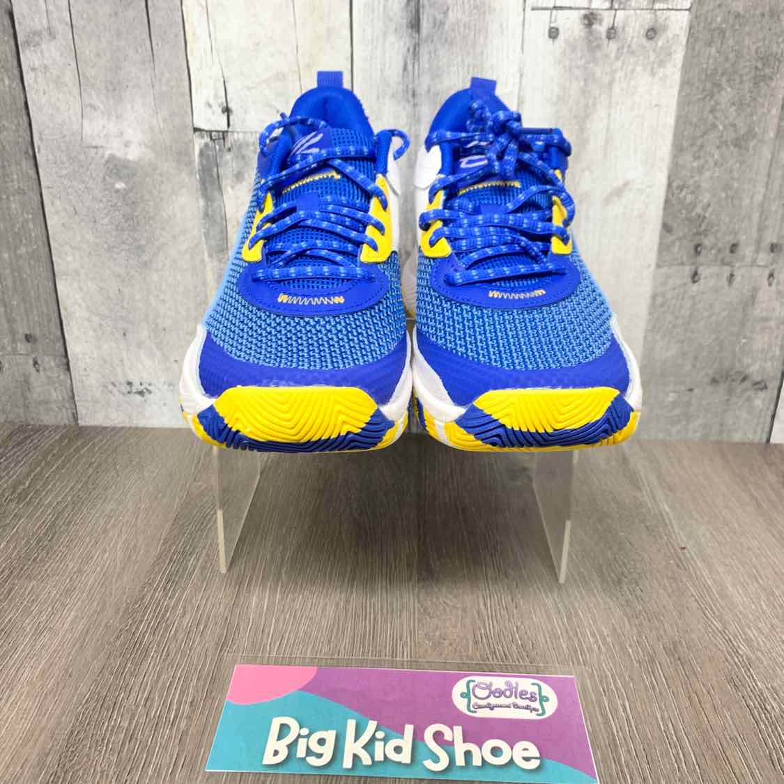 Size 5 Blue/Yellow Sport Brand Sneakers