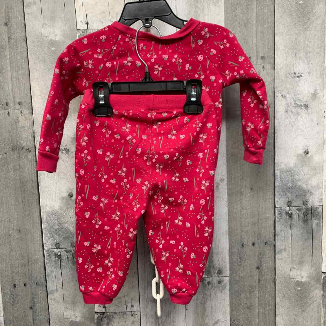 Size 9-12 Months Pink Floral Print B Brand Sweats - 2pc