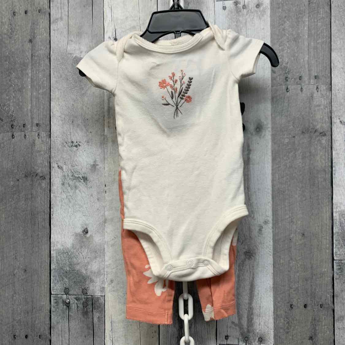 Size 6 Months White/Pink Carter's Shirt/Leggings - OodlesCB