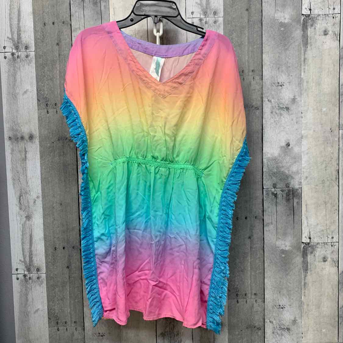 Size 14 Rainbow Breaking Waves Swim Cover Up