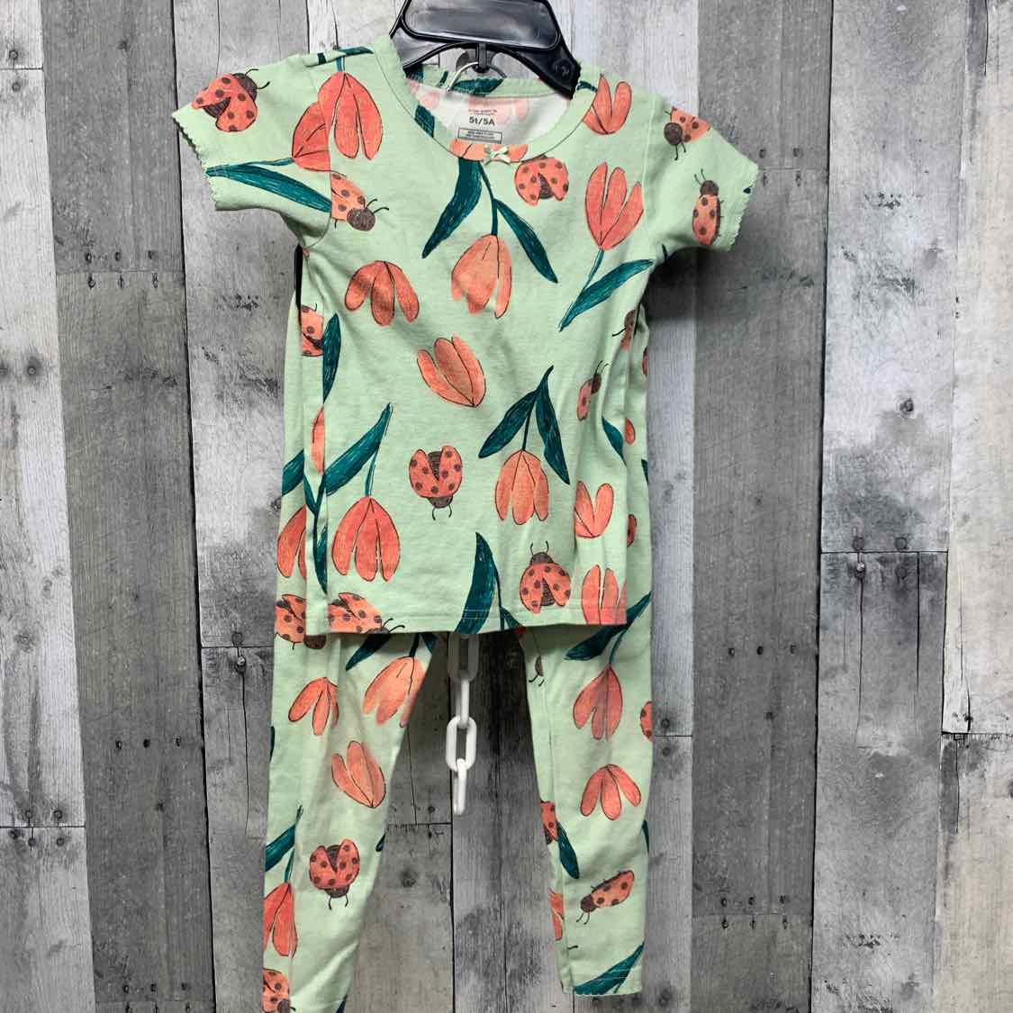 Size 5T Green/Pink Carter's 2pc PJs