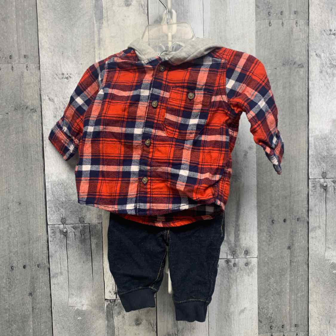 Size 3 Months Denim/Red Carter's Shirt/Pants