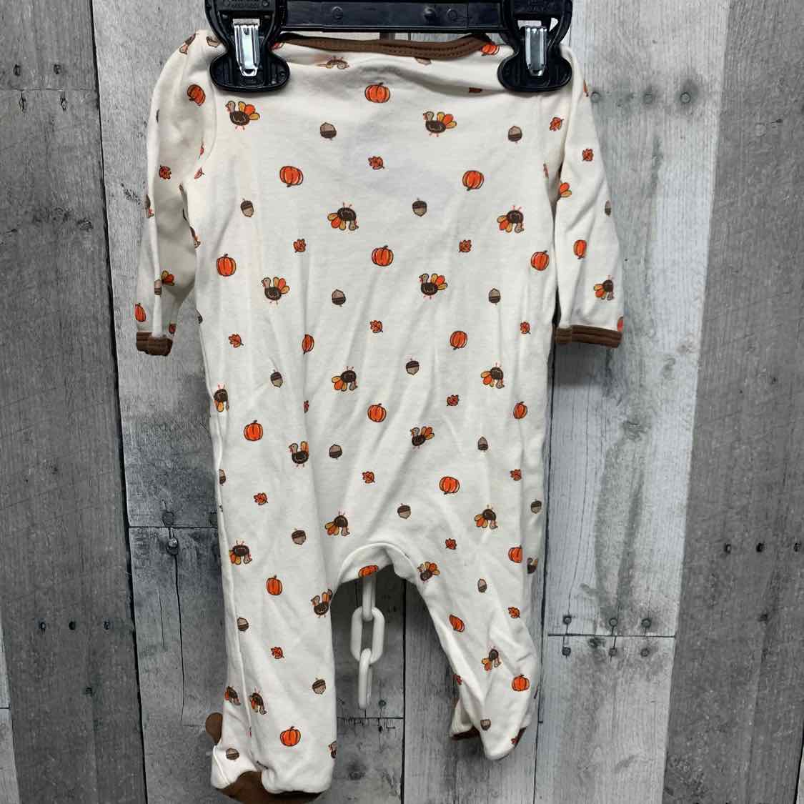 Size 3 White/Brown Little Me Footy PJs