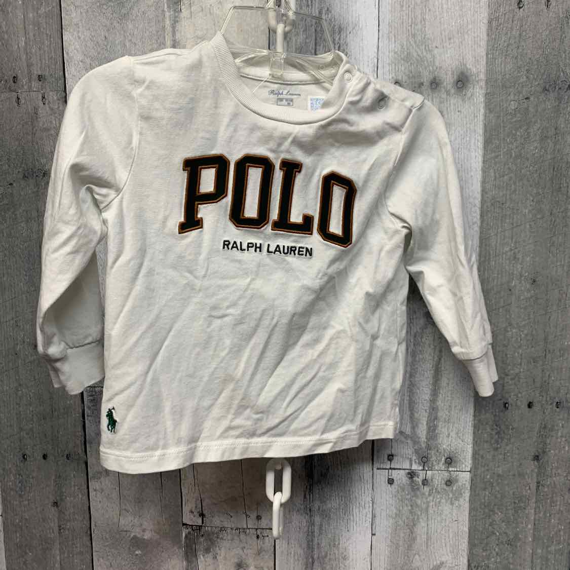 Size 12 Months White Graphic Ralph Lauren Long Sleeve Shirt