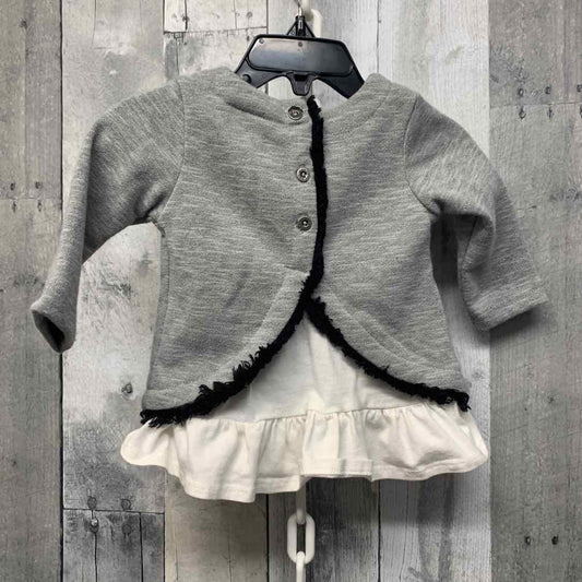 Size 3-6 Months Gray/Black Calvin Klein LS Dress