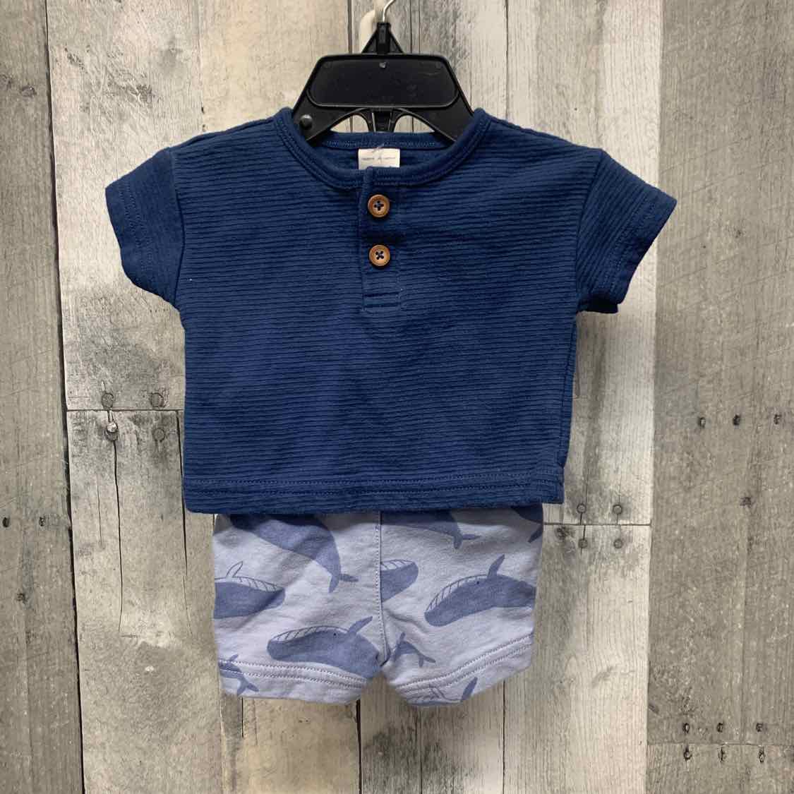 Size Newborn Navy/Blue Just One You Shirt/Shorts - OodlesCB