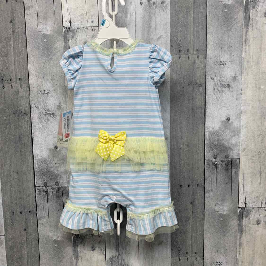 Size 6-9 Months Blue Striped Bonnie Jean/Baby Romper