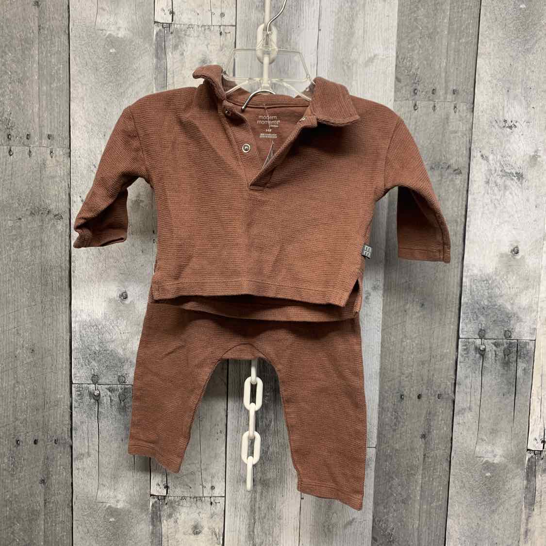 Size 3-6 Months Brown Modern Moments by Gerber Shirt/Pants