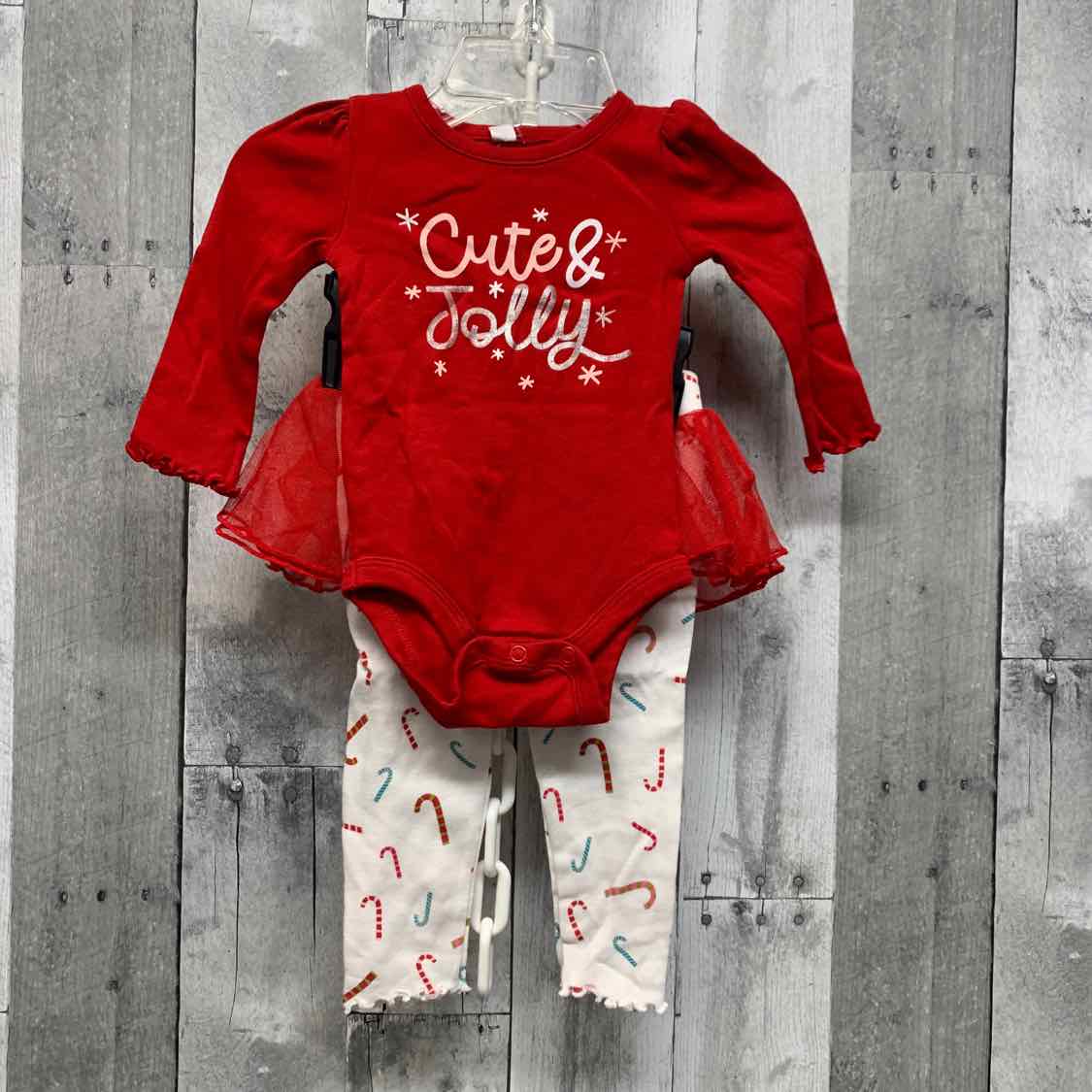 Size 9 Months Red/White Okie Dokie Shirt/Pants