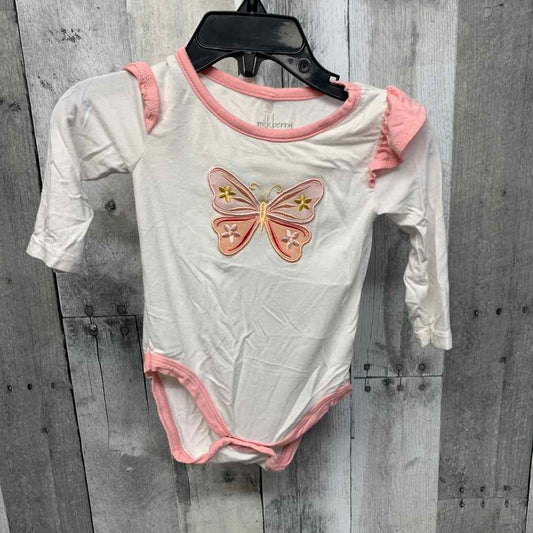 Size 3-6 Months White/Pink Boutique Brand Bodysuit
