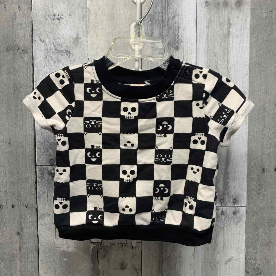 Size 3-6 Months Black/White Cat & Jack Short Sleeve Shirt