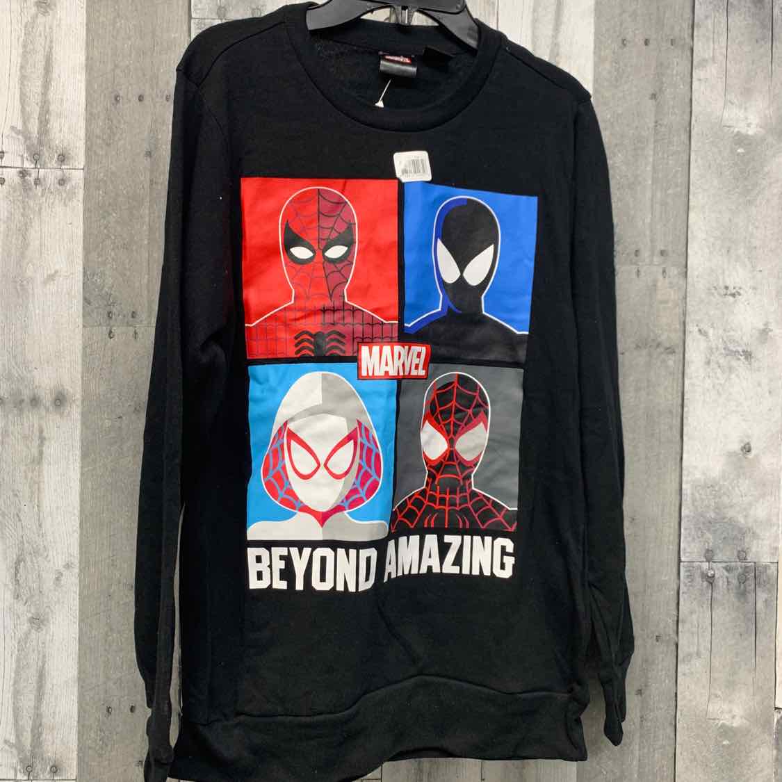Size Large Black Graphic Marvel Sweat Shirt - OodlesCB