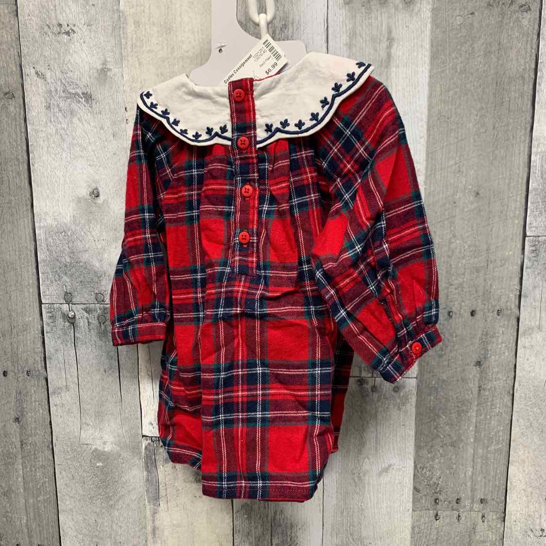 Size 3-6 Months Red Plaid B Brand Dress