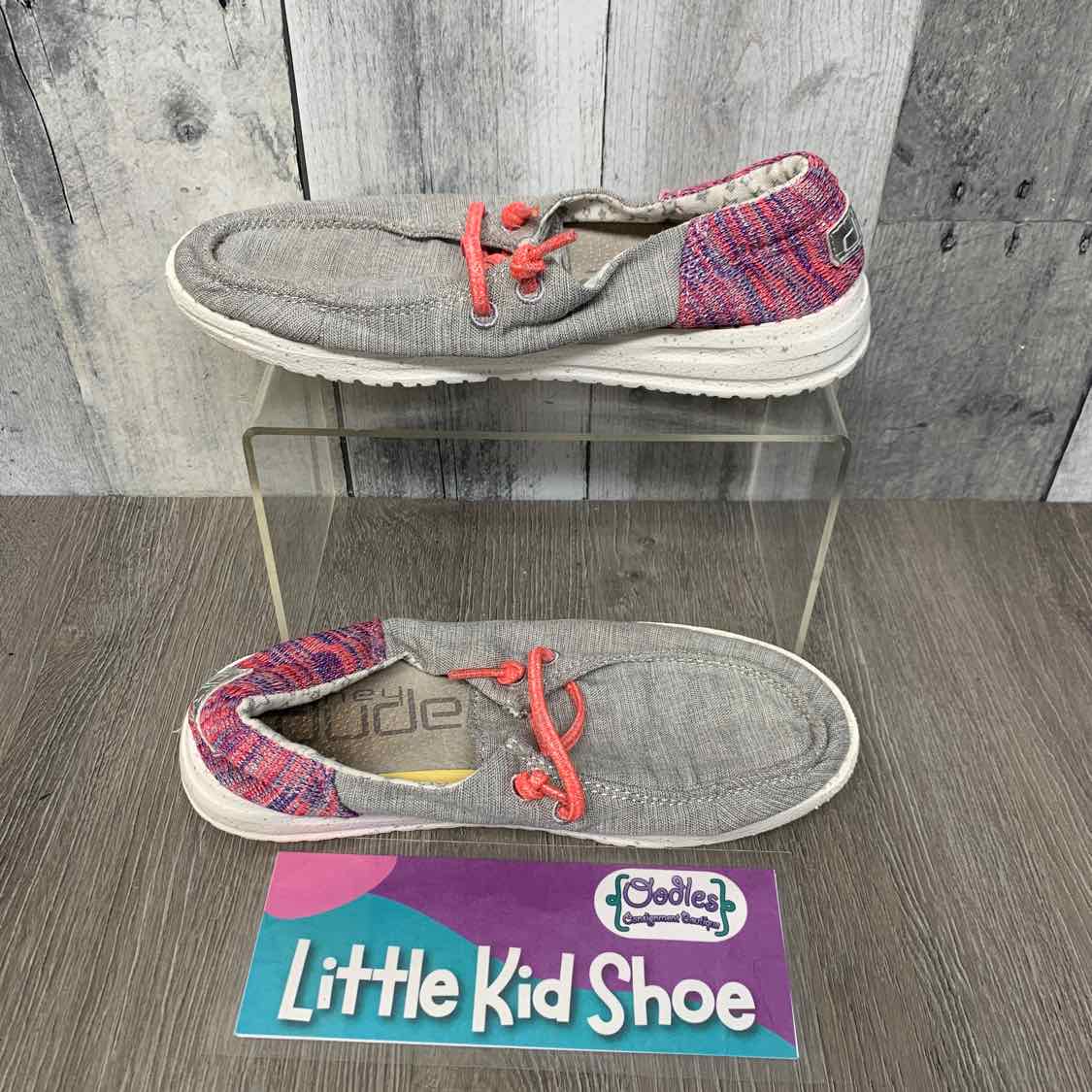 Size 13 Gray/Pink Hey Dude Loafers