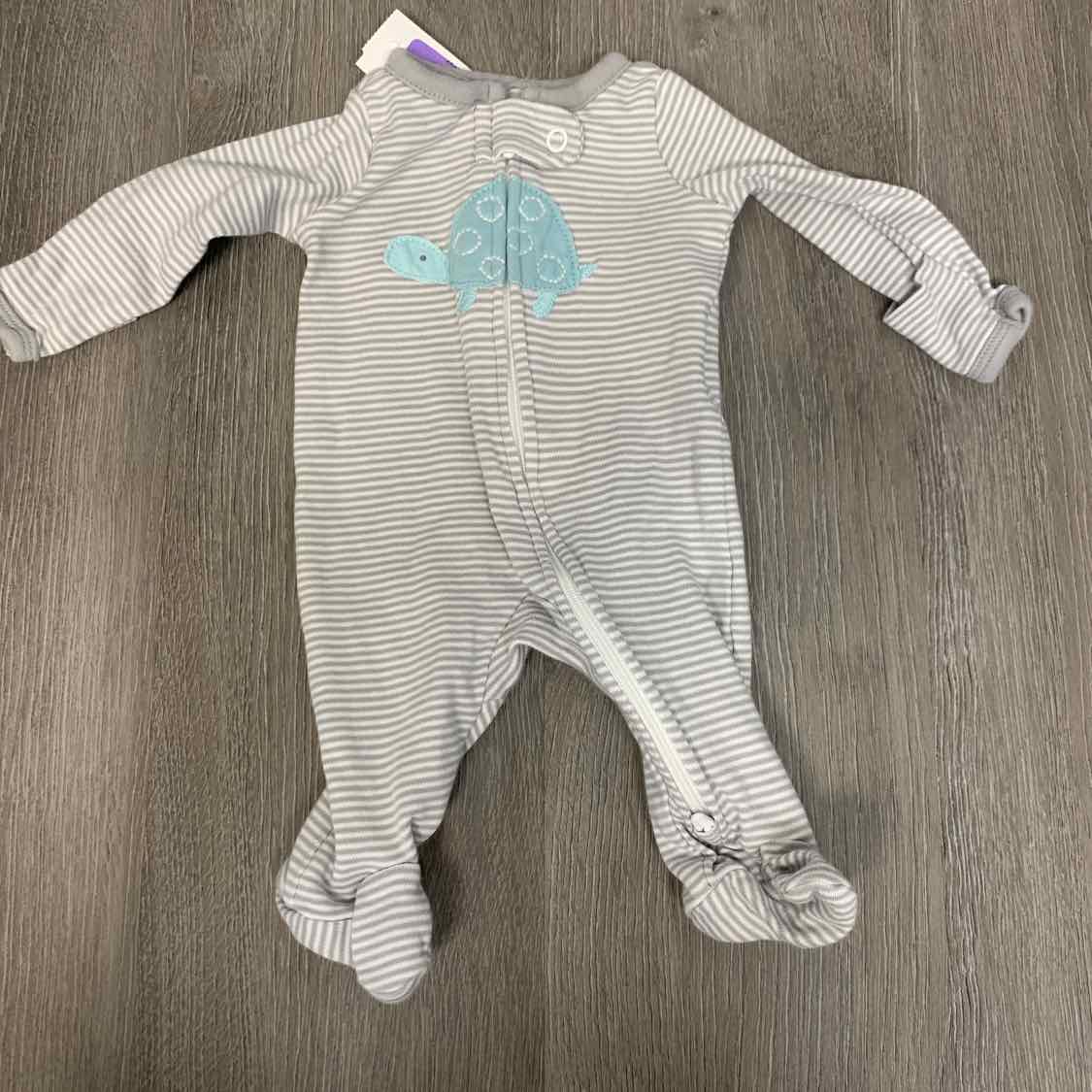 Size Preemie Gray Striped Simple Joys Footy PJs