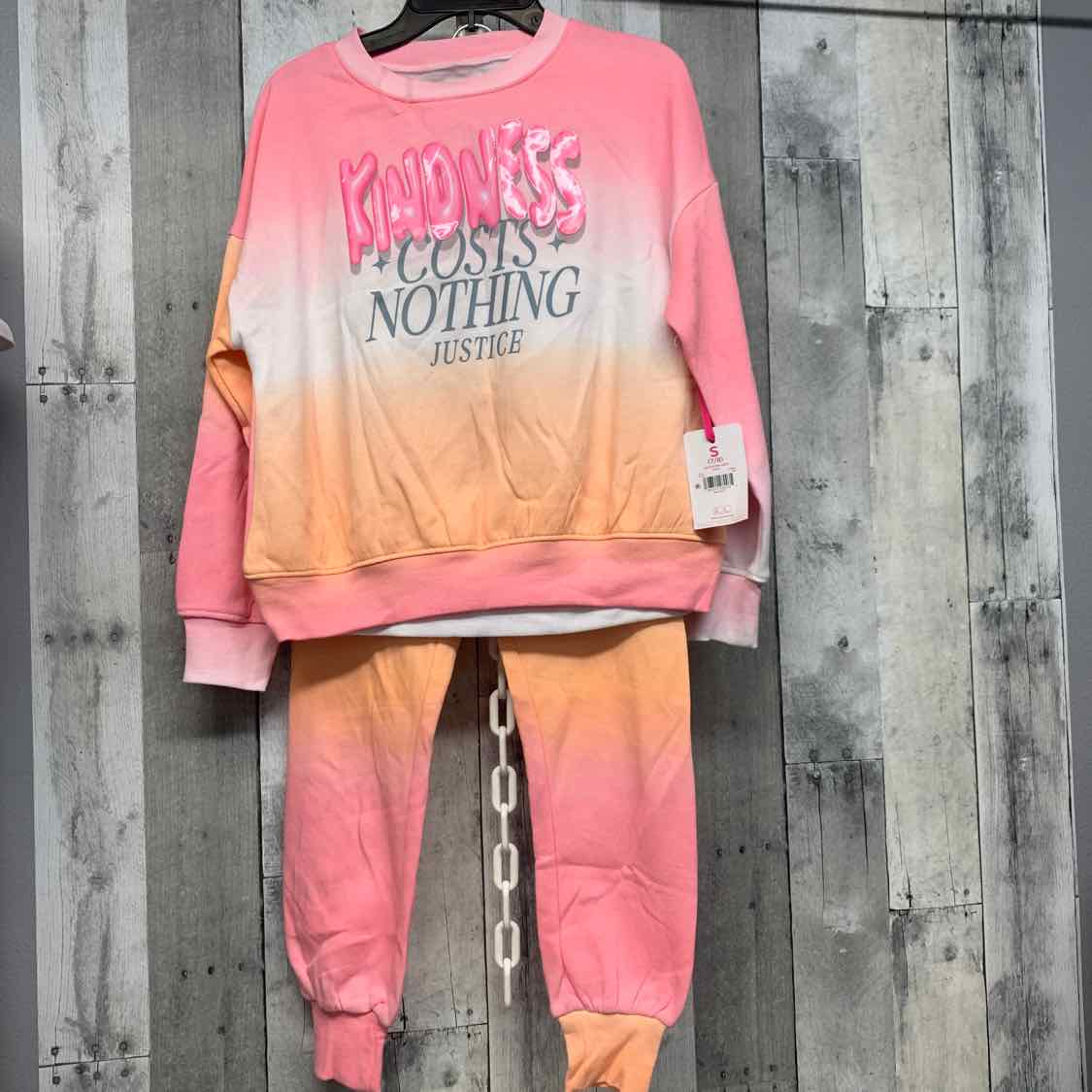 Size 7/8 Pink/Orange Justice Sweats - 2pc