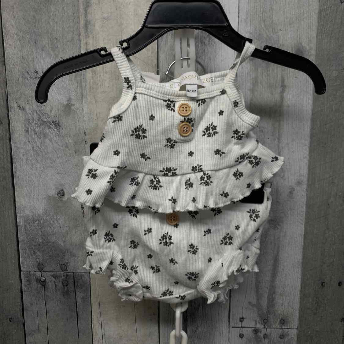Size 0-3 Months White Print B Brand Shirt/Shorts