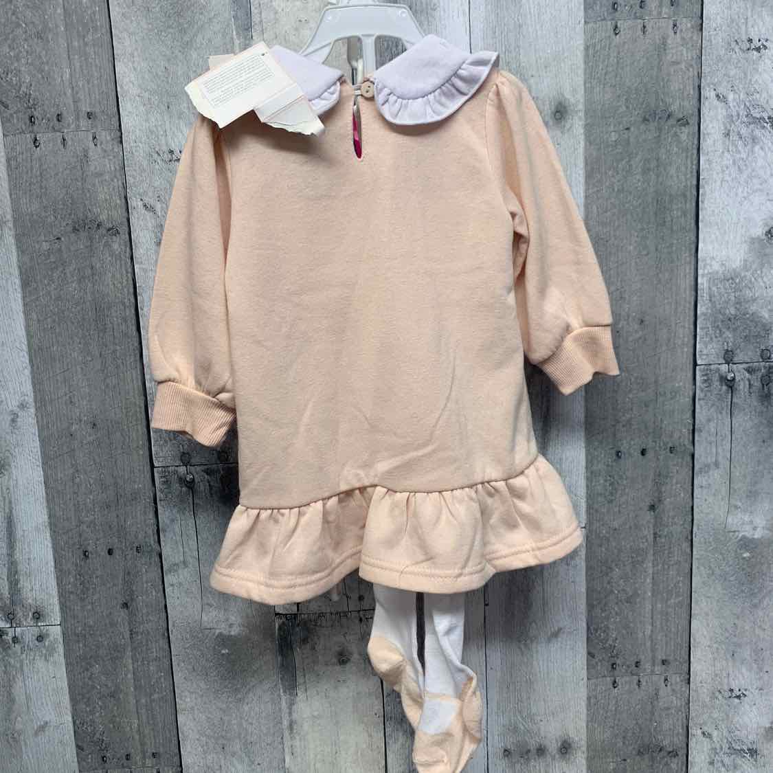 Size 9-12 Months Pink/White B Brand LS Dress