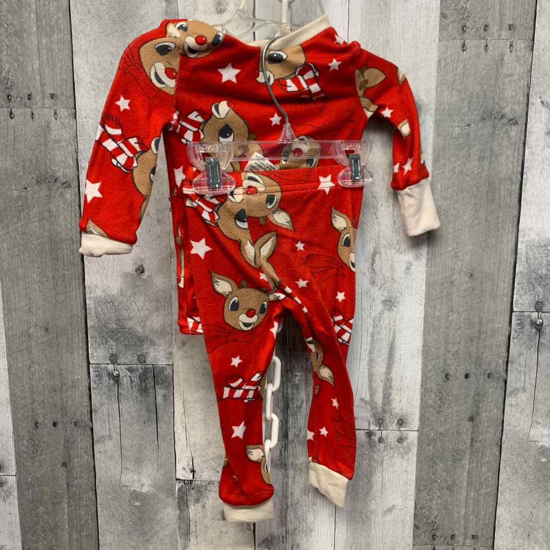 Size 2T Red/Tan B Brand 2pc PJs