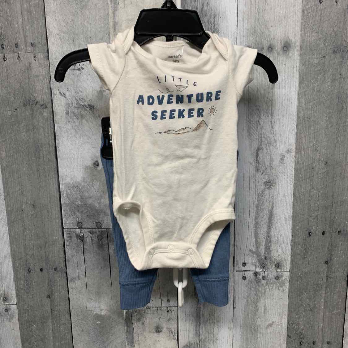Size 3 Months White/Blue Carter's Shirt/Pants