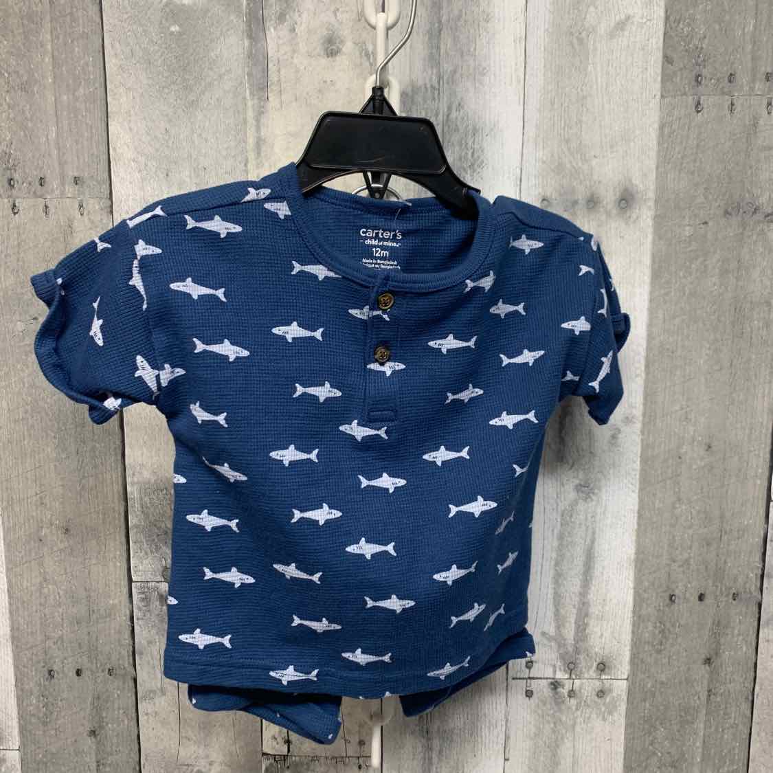 Size 12 Months Navy Print Child of Mine Shirt/Shorts