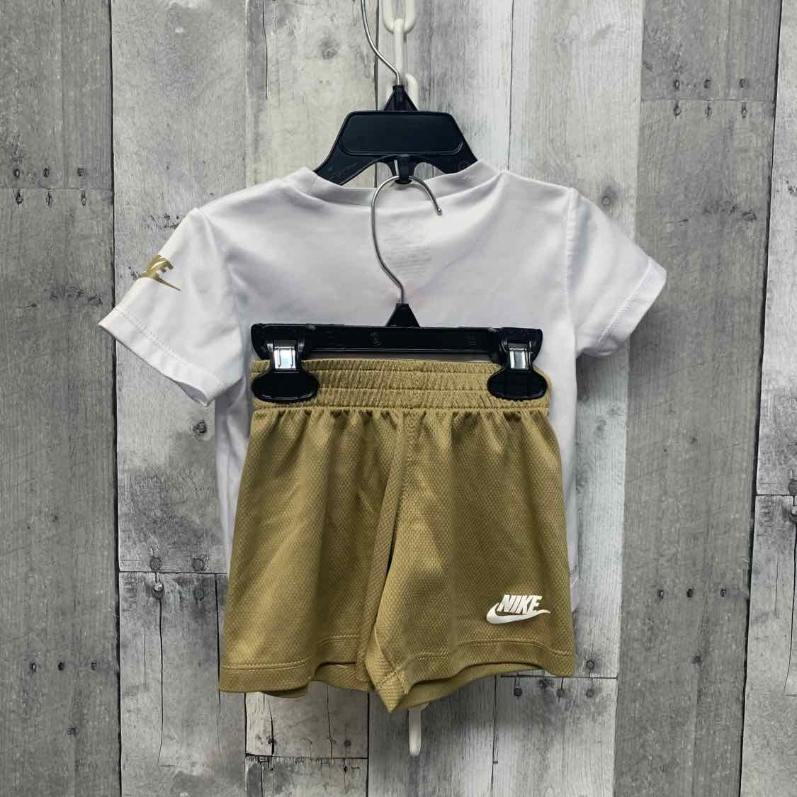 Size 18 Months White/Tan Sport Brand Shirt/Shorts