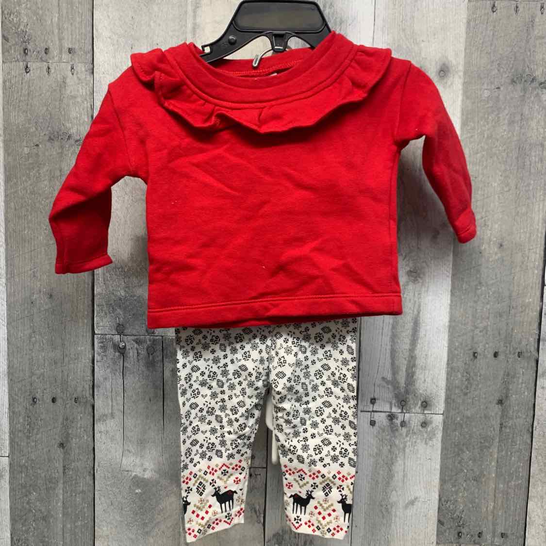 Size 6 Months Red/White Carter's Shirt/Leggings