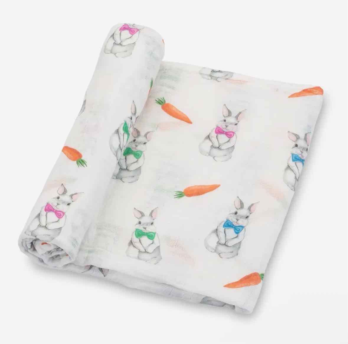 LollyBanks Hip Hip Bunny Easter Receiving Blanket