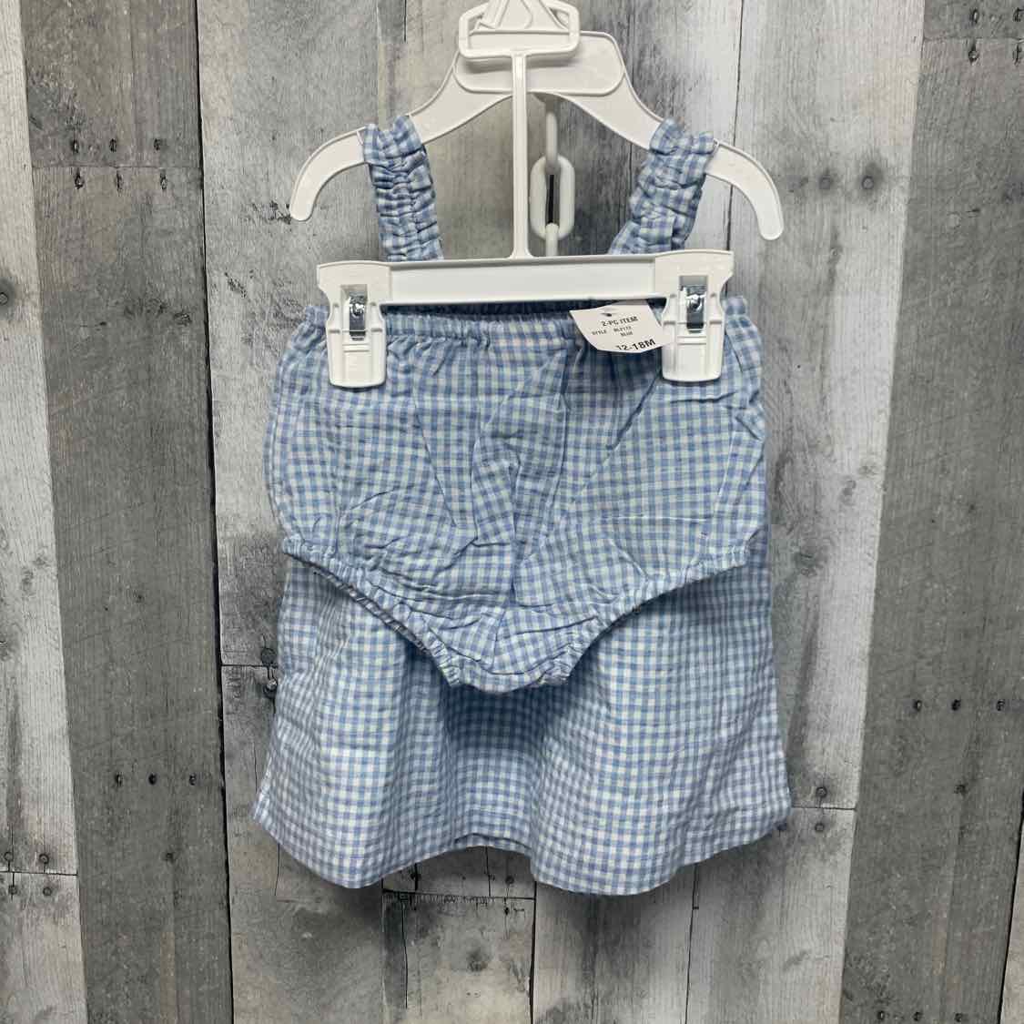 Size 12-18 Months Blue Checker Name Brand 2pc Dress