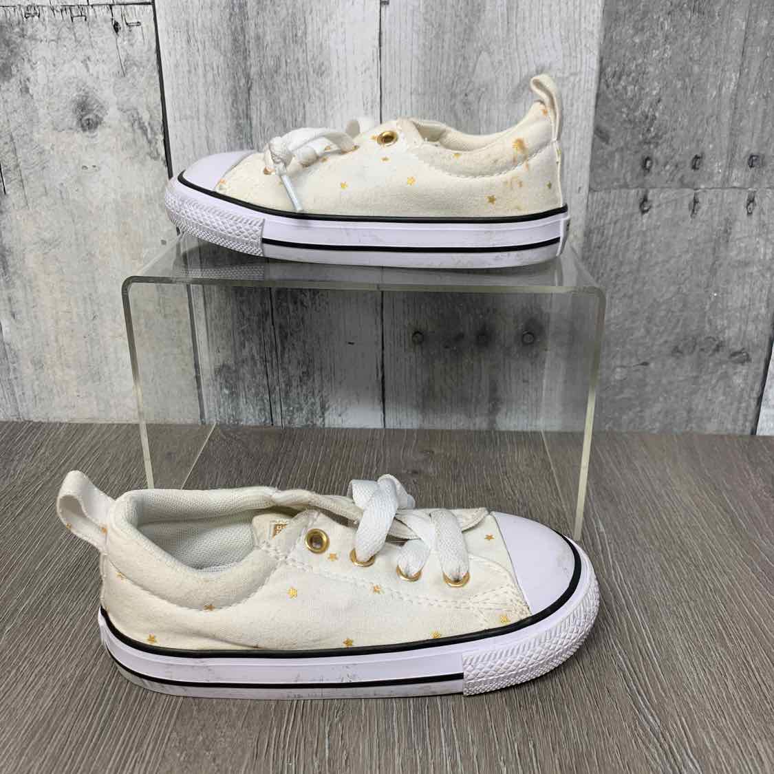 Size 8 White/Gold Converse Sneakers