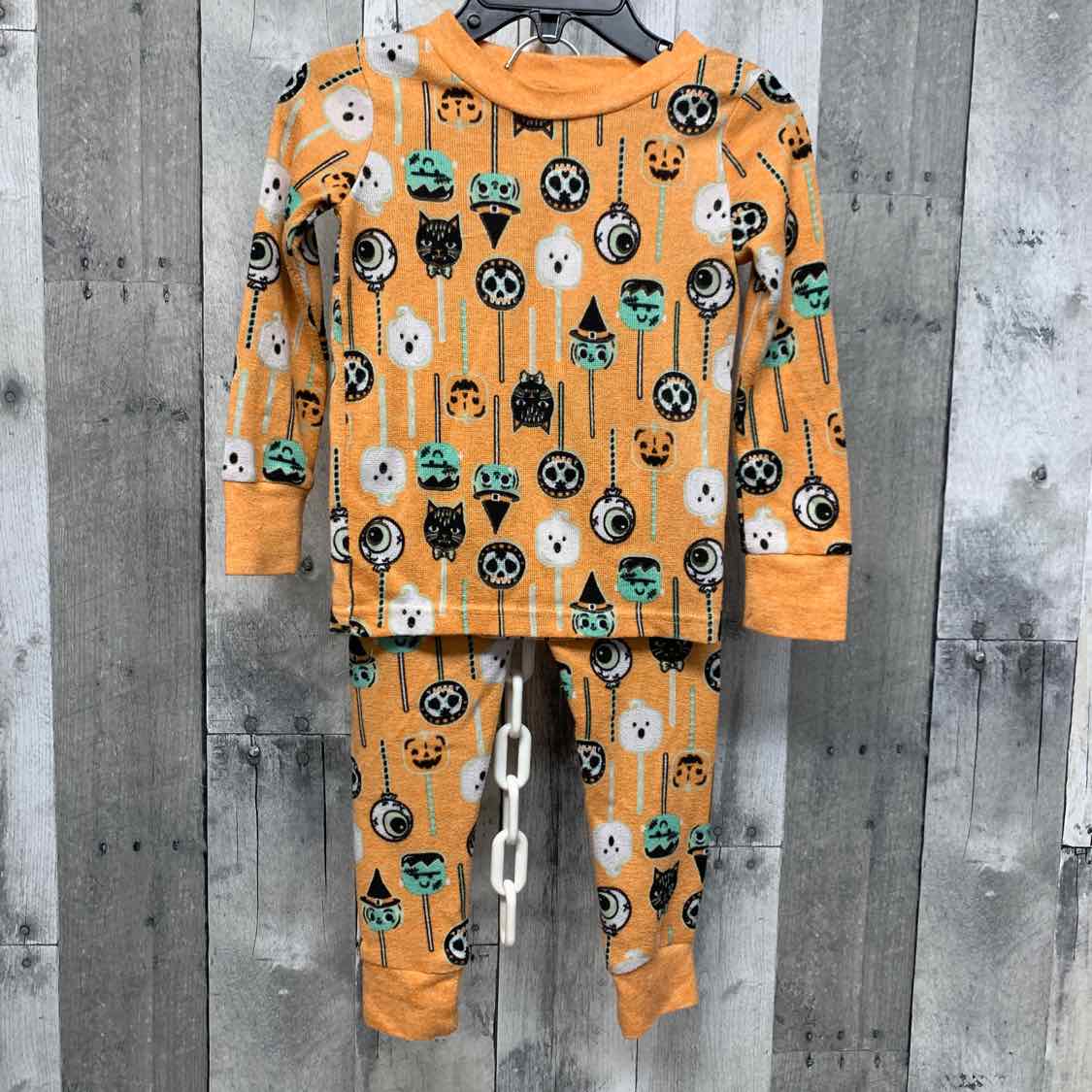 Size 2T Orange Print Holiday Brands 2pc PJs