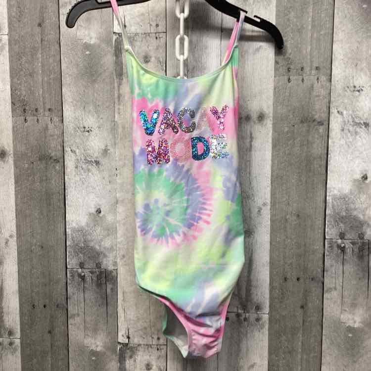 Size 12 Pink/Green B Brand Swim Suit - 1pc - OodlesCB