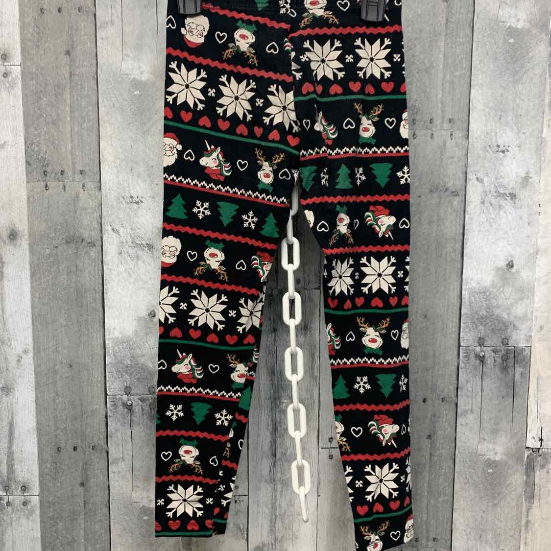 Size 7/8 Black Print Holiday Brands Leggings