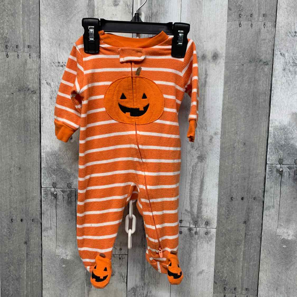 Size 3 Months Orange/White Just One You Footy PJs