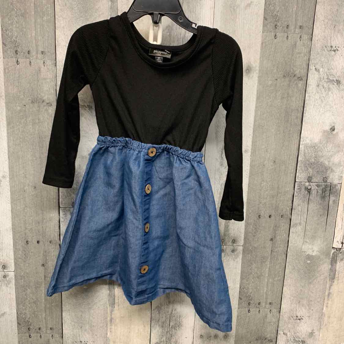Size 3T Black Picapino LS Dress