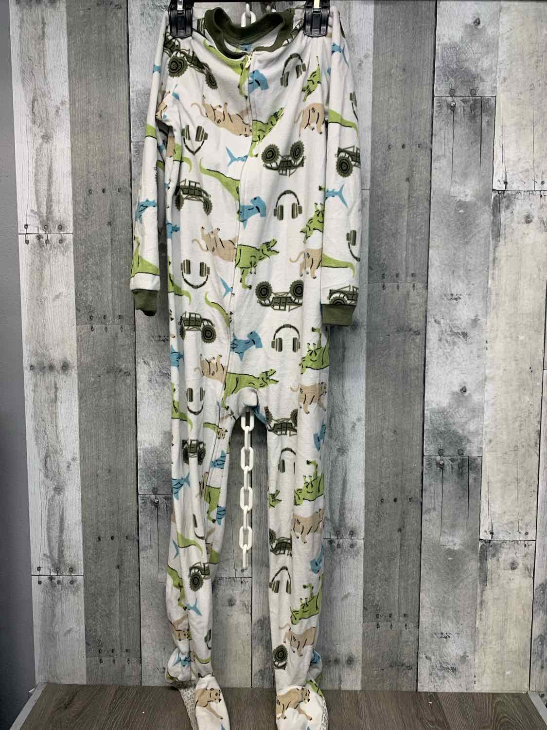 Size 8 White/Green Carter's Footy PJs