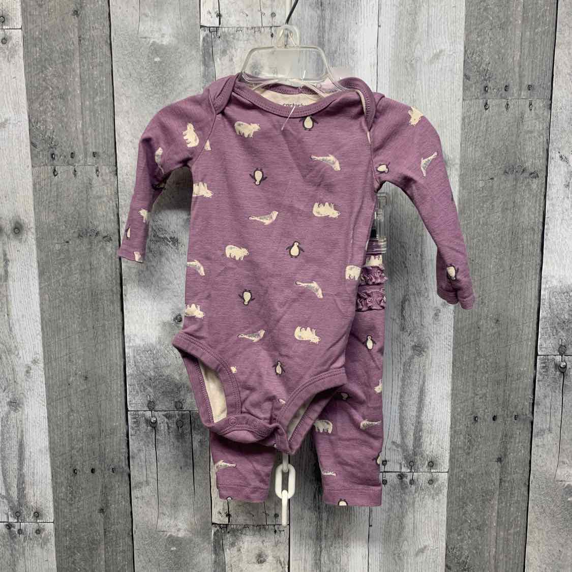 Size 6 Months Purple Print Carter's Shirt/Pants