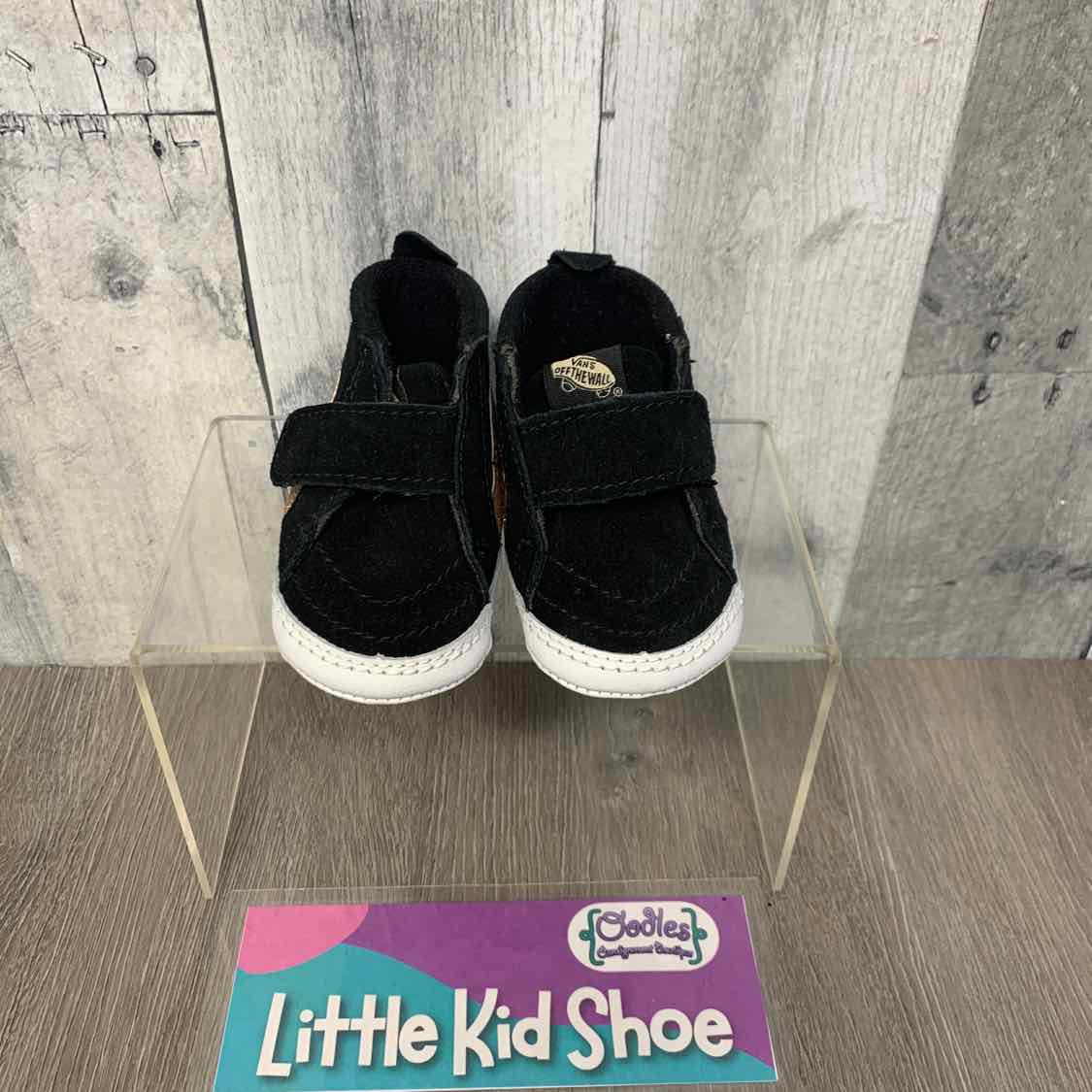 Size 3 Black/Gold Vans Soft Sole Shoes
